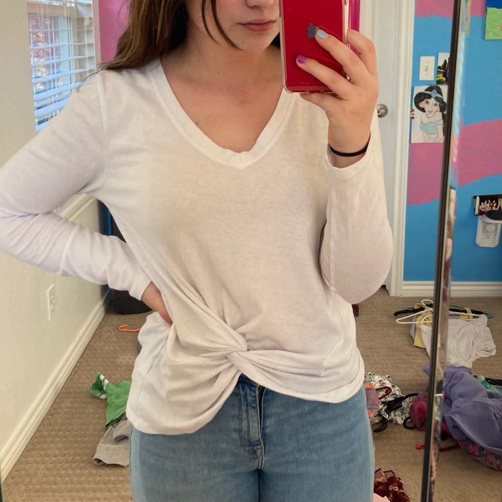 White and Tan Twist Long Sleeve Shirts